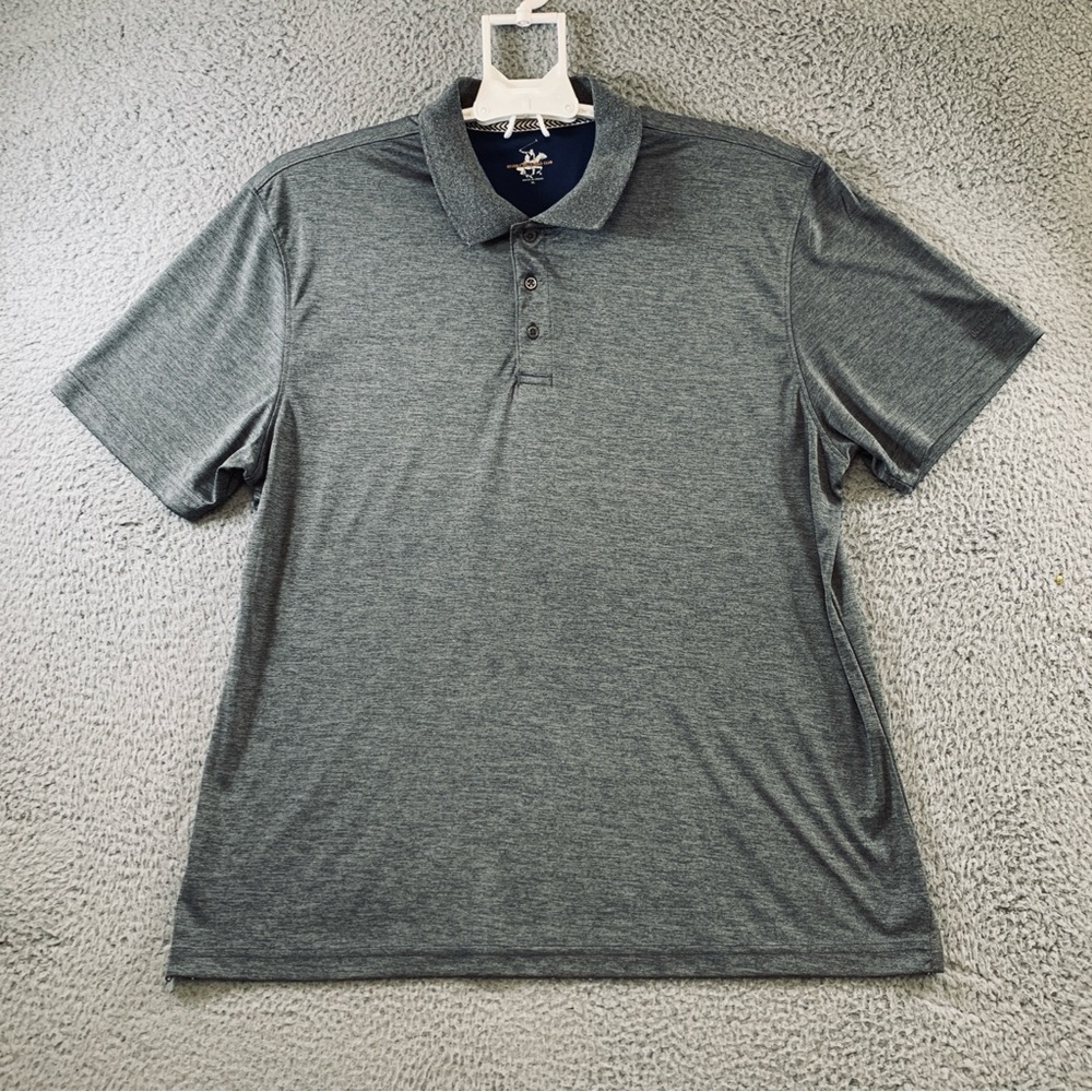 Beverly Hills Polo Club Men's Short Sleeve Polo Shirt Gray Size XL